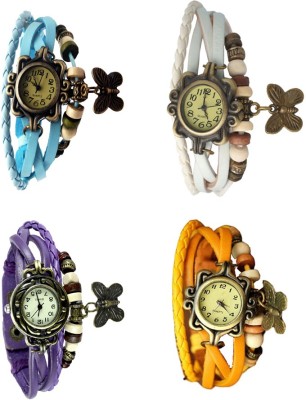 NS18 Vintage Butterfly Rakhi Combo of 4 Sky Blue, Purple, White And Yellow Analog Watch  - For Women   Watches  (NS18)
