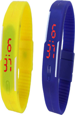 

Twok Combo of Led Band Yellow + Blue Watch - For Men & Women