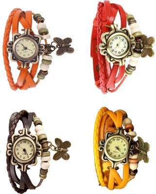 NS18 Vintage Butterfly Rakhi Combo of 4 Orange, Brown, Red And Yellow Analog Watch  - For Women   Watches  (NS18)