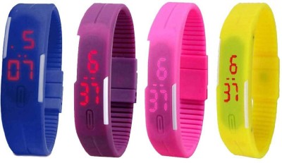 NS18 Silicone Led Magnet Band Combo of 4 Blue, Purple, Pink And Yellow Digital Watch  - For Boys & Girls   Watches  (NS18)