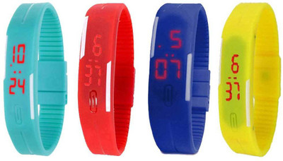 

Kissu Led Magnet Band Combo of 4 Sky Blue, Red, Blue And Yellow Watch - For Men & Women