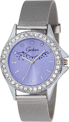 

Gesture Gesture Purpple Diamond Studded Strap Type Chain Watch Watch - For Women