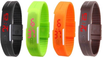 NS18 Silicone Led Magnet Band Combo of 4 Black, Green, Orange And Brown Digital Watch  - For Boys & Girls   Watches  (NS18)