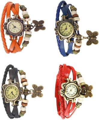 NS18 Vintage Butterfly Rakhi Combo of 4 Orange, Black, Blue And Red Analog Watch  - For Women   Watches  (NS18)