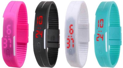 NS18 Silicone Led Magnet Band Watch Combo of 4 Pink, Black, White And Sky Blue Digital Watch  - For Couple   Watches  (NS18)
