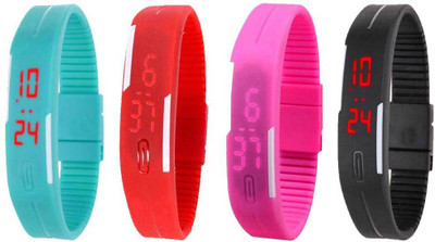 

Kissu Led Magnet Band Combo of 4 Sky Blue, Red, Pink And Black Watch - For Men & Women