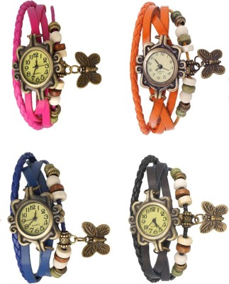 NS18 Vintage Butterfly Rakhi Combo of 4 Pink, Blue, Orange And Black Analog Watch  - For Women   Watches  (NS18)