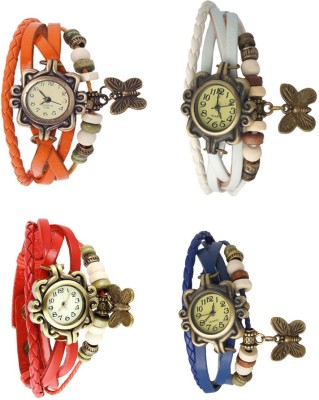 NS18 Vintage Butterfly Rakhi Combo of 4 Orange, Red, White And Blue Analog Watch  - For Women   Watches  (NS18)