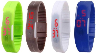 NS18 Silicone Led Magnet Band Combo of 4 Green, Brown, White And Blue Digital Watch  - For Boys & Girls   Watches  (NS18)