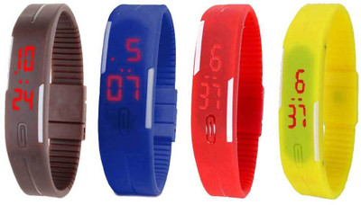 

Kissu Led Magnet Band Combo of 4 Brown, Blue, Red And Yellow Watch - For Men & Women