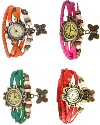 NS18 Vintage Butterfly Rakhi Combo of 4 Orange, Green, Pink And Red Analog Watch  - For Women   Watches  (NS18)
