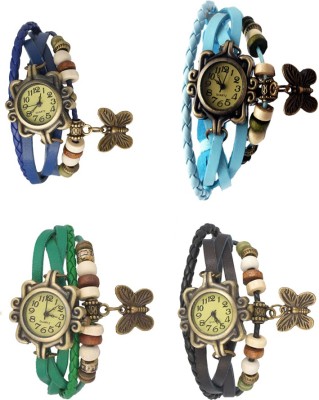NS18 Vintage Butterfly Rakhi Combo of 4 Blue, Green, Sky Blue And Black Analog Watch  - For Women   Watches  (NS18)