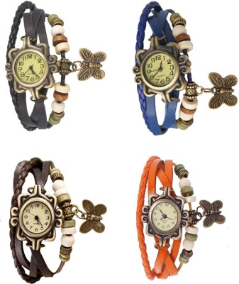 NS18 Vintage Butterfly Rakhi Combo of 4 Black, Brown, Blue And Orange Analog Watch  - For Women   Watches  (NS18)