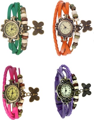 NS18 Vintage Butterfly Rakhi Combo of 4 Green, Pink, Orange And Purple Analog Watch  - For Women   Watches  (NS18)