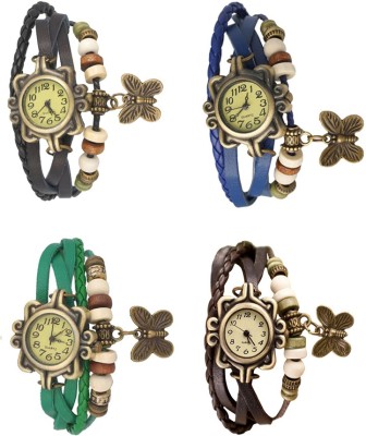 NS18 Vintage Butterfly Rakhi Combo of 4 Black, Green, Blue And Brown Analog Watch  - For Women   Watches  (NS18)