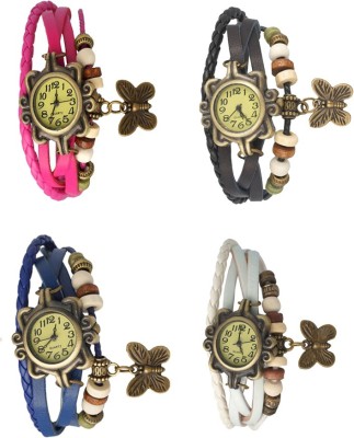 NS18 Vintage Butterfly Rakhi Combo of 4 Pink, Blue, Black And White Analog Watch  - For Women   Watches  (NS18)