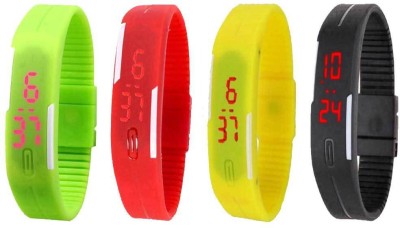 NS18 Silicone Led Magnet Band Combo of 4 Green, Red, Yellow And Black Digital Watch  - For Boys & Girls   Watches  (NS18)