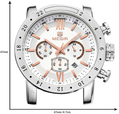 

Megir 3008-WHT-SLV Watch - For Men