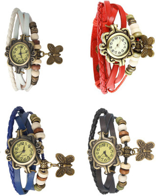

Kissu Vintage Rakhi Combo of 4 White, Blue, Red And Black Watch - For Women