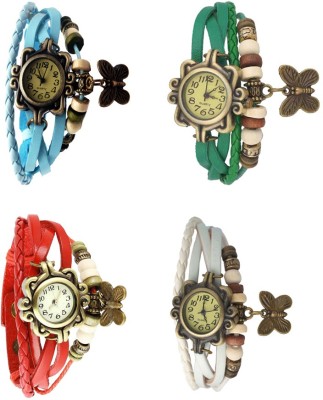 NS18 Vintage Butterfly Rakhi Combo of 4 Sky Blue, Red, Green And White Analog Watch  - For Women   Watches  (NS18)