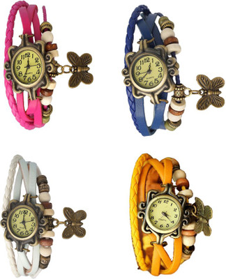 

Kissu Vintage Rakhi Combo of 4 Pink, White, Blue And Yellow Watch - For Women