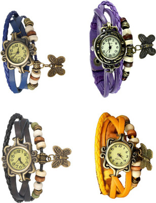 

Kissu Vintage Rakhi Combo of 4 Blue, Black, Purple And Yellow Watch - For Women