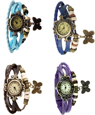 NS18 Vintage Butterfly Rakhi Combo of 4 Sky Blue, Brown, Blue And Purple Analog Watch  - For Women   Watches  (NS18)