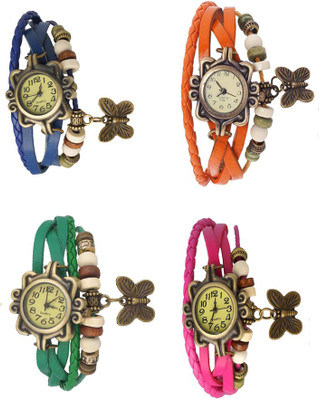 

Kissu Vintage Rakhi Combo of 4 Blue, Green, Orange And Pink Watch - For Women