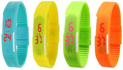 

Kissu Led Magnet Band Combo of 4 Sky Blue, Yellow, Green And Orange Watch - For Men & Women