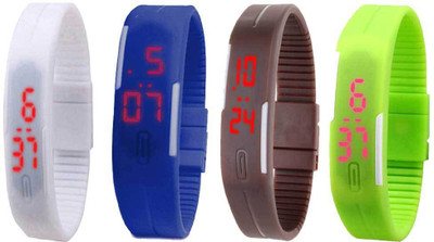 

Kissu Led Magnet Band Combo of 4 White, Blue, Brown And Green Watch - For Men & Women