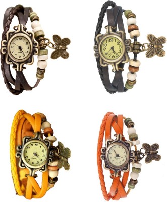 NS18 Vintage Butterfly Rakhi Combo of 4 Brown, Yellow, Black And Orange Analog Watch  - For Women   Watches  (NS18)