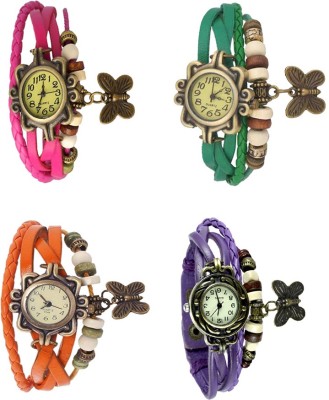 NS18 Vintage Butterfly Rakhi Combo of 4 Pink, Orange, Green And Purple Analog Watch  - For Women   Watches  (NS18)