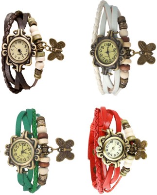 NS18 Vintage Butterfly Rakhi Combo of 4 Brown, Green, White And Red Analog Watch  - For Women   Watches  (NS18)