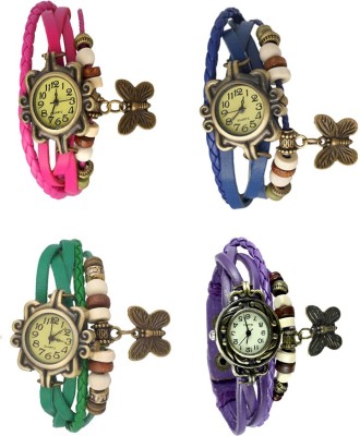 NS18 Vintage Butterfly Rakhi Combo of 4 Pink, Green, Blue And Purple Analog Watch  - For Women   Watches  (NS18)