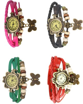 NS18 Vintage Butterfly Rakhi Combo of 4 Pink, Green, Black And Red Analog Watch  - For Women   Watches  (NS18)