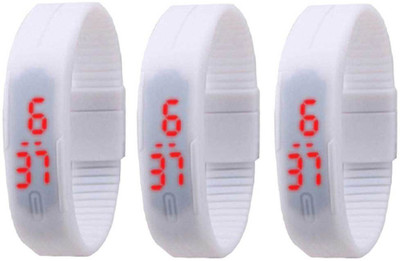 

Kissu Led Band Watch Combo of 3 White, White And White Watch - For Couple