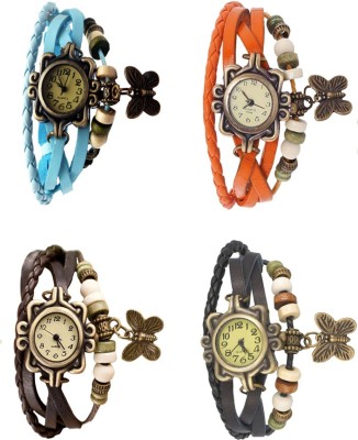 NS18 Vintage Butterfly Rakhi Combo of 4 Sky Blue, Brown, Orange And Black Analog Watch  - For Women   Watches  (NS18)