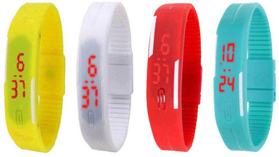 

Kissu Led Magnet Band Combo of 4 Yellow, White, Red And Sky Blue Watch - For Men & Women