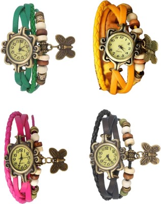 NS18 Vintage Butterfly Rakhi Combo of 4 Green, Pink, Yellow And Black Analog Watch  - For Women   Watches  (NS18)