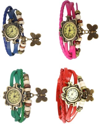 NS18 Vintage Butterfly Rakhi Combo of 4 Blue, Green, Pink And Red Analog Watch  - For Women   Watches  (NS18)