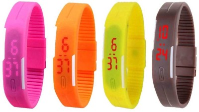 NS18 Silicone Led Magnet Band Combo of 4 Pink, Orange, Yellow And Brown Digital Watch  - For Boys & Girls   Watches  (NS18)