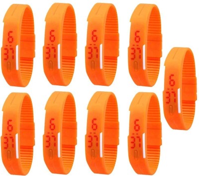 NS18 Silicone Led Magnet Band Combo of 9 Orange Digital Watch  - For Boys & Girls   Watches  (NS18)
