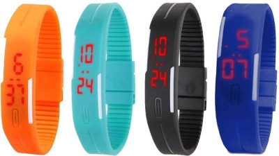 NS18 Silicone Led Magnet Band Combo of 4 Orange, Sky Blue, Black And Blue Digital Watch  - For Boys & Girls   Watches  (NS18)