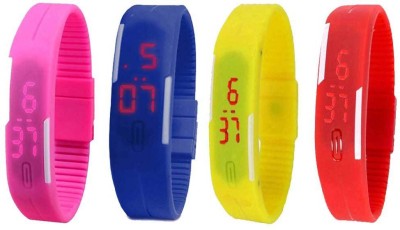 NS18 Silicone Led Magnet Band Watch Combo of 4 Pink, Blue, Yellow And Red Digital Watch  - For Couple   Watches  (NS18)