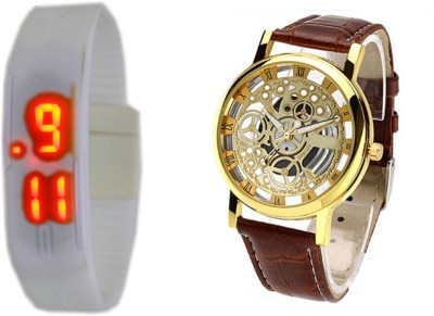 COSMIC WHITE MAGNET LED BAND AND BROWN TRANSPARENT Analog-Digital Watch  - For Boys   Watches  (COSMIC)