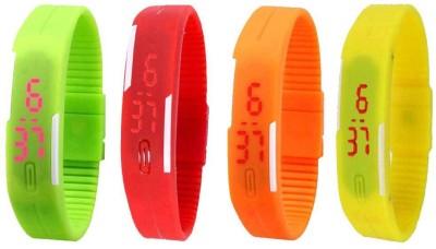 NS18 Silicone Led Magnet Band Combo of 4 Green, Red, Orange And Yellow Digital Watch  - For Boys & Girls   Watches  (NS18)