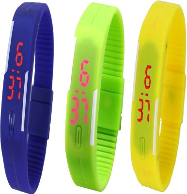 Twok Combo of Led Band Blue + Green + Yellow Digital Watch  - For Men & Women   Watches  (Twok)