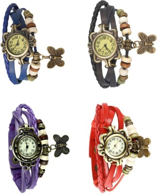 NS18 Vintage Butterfly Rakhi Combo of 4 Blue, Purple, Black And Red Analog Watch  - For Women   Watches  (NS18)