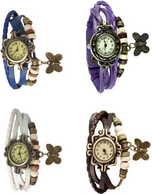 NS18 Vintage Butterfly Rakhi Combo of 4 Blue, White, Purple And Brown Analog Watch  - For Women   Watches  (NS18)