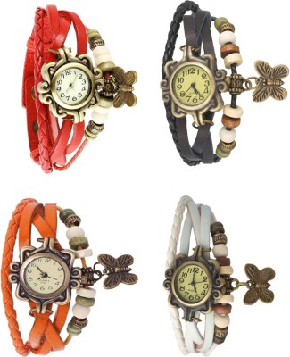NS18 Vintage Butterfly Rakhi Combo of 4 Red, Orange, Black And White Analog Watch  - For Women   Watches  (NS18)